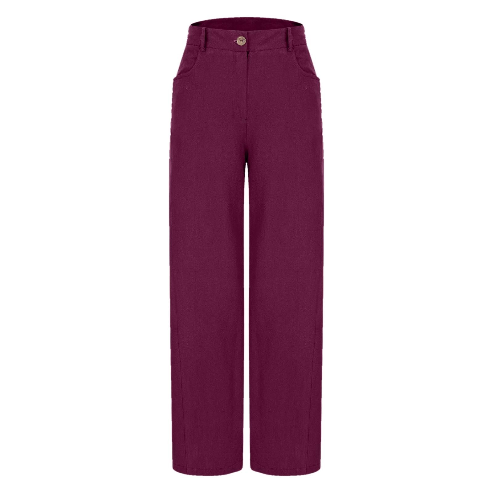 thumbnail image 5 of Pantalones palazzo de cintura alta para mujer - Pierna ancha, bolsillos - Informal/Mezcla de lino - Pantalones de moda - S-XXL, 5 of 5